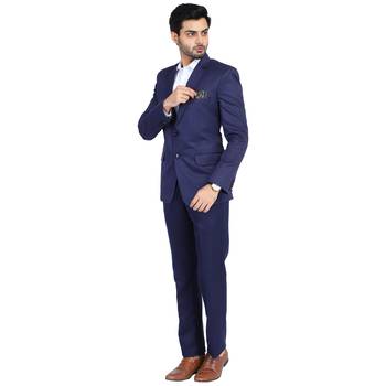 blue plain cotton blazer 4