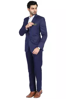 blue plain cotton blazer