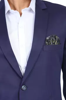 blue plain cotton blazer