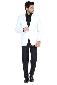 White plain cotton bandhgala-suit