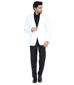 White plain cotton bandhgala-suit
