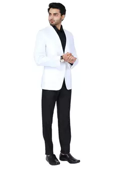 White plain cotton bandhgala-suit