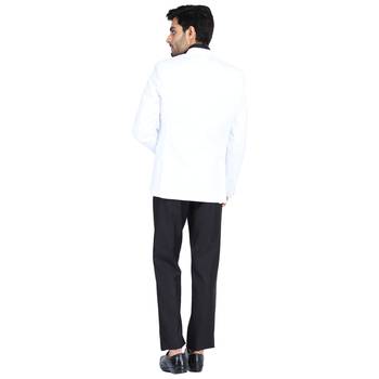 White plain cotton bandhgala-suit 3