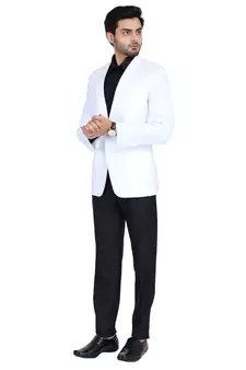 White plain cotton bandhgala-suit