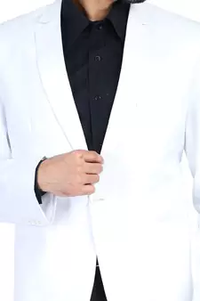 White plain cotton bandhgala-suit