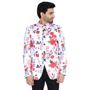 White plain cotton bandhgala-suit 1