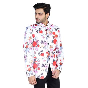 White plain cotton bandhgala-suit 2