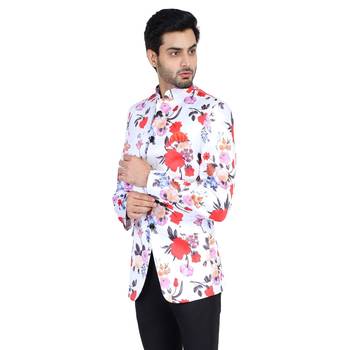 White plain cotton bandhgala-suit 4