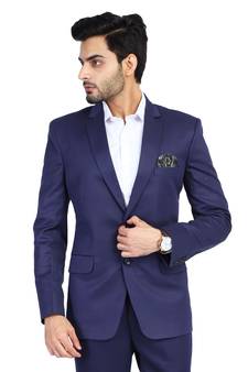 Blue plain cotton bandhgala-suit