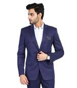 men's blue solid single-breasted slim fit blazer