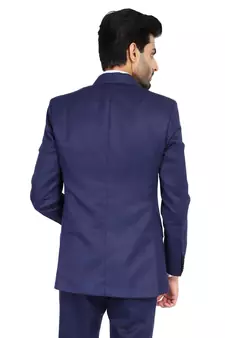 men's blue solid single-breasted slim fit blazer