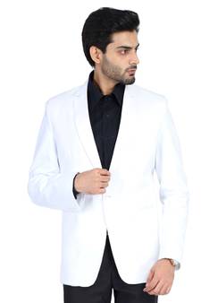 White plain cotton bandhgala-suit