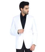 White plain cotton bandhgala-suit