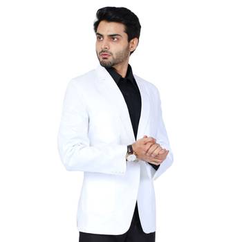 White plain cotton bandhgala-suit 2
