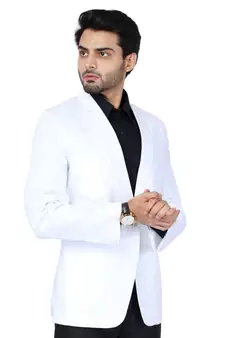 White plain cotton bandhgala-suit