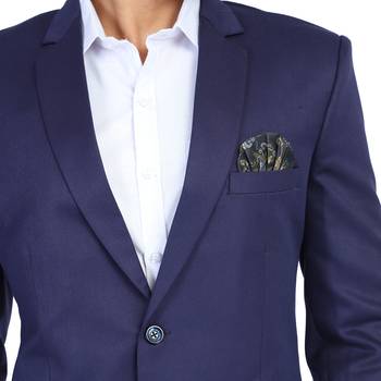 men's blue solid single-breasted slim fit blazer 5