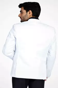 White plain cotton bandhgala-suit