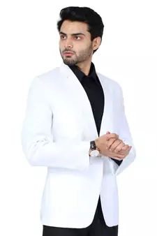 White plain cotton bandhgala-suit