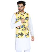 Yellow plain cotton nehru-jacket