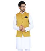 Yellow plain cotton nehru-jacket