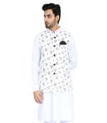 White plain cotton nehru-jacket
