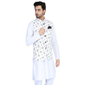 White plain cotton nehru-jacket 2