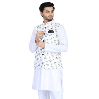White plain cotton nehru-jacket 4