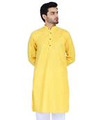 Yellow plain cotton men-kurtas