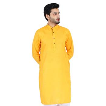 Yellow plain cotton men-kurtas 1