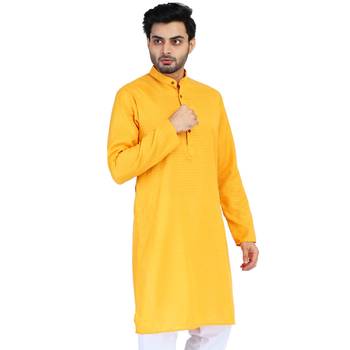 Yellow plain cotton men-kurtas 2