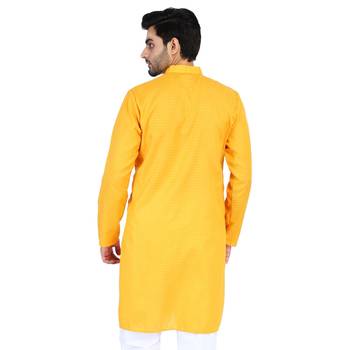 Yellow plain cotton men-kurtas 3
