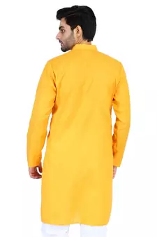 Yellow plain cotton men-kurtas