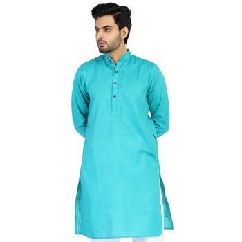 Turquiose plain cotton men-kurtas 1