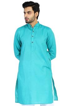 Turquiose plain cotton men-kurtas