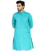 Turquiose plain cotton men-kurtas