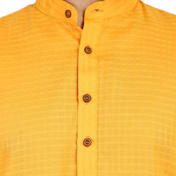 Yellow plain cotton men-kurtas 5