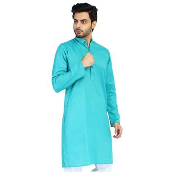 Turquiose plain cotton men-kurtas 2