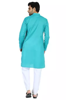 Turquiose plain cotton men-kurtas
