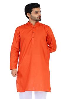 Red plain cotton men-kurtas
