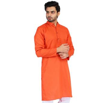 Red plain cotton men-kurtas 2