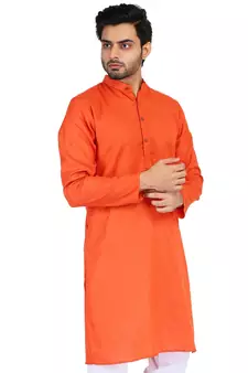Red plain cotton men-kurtas