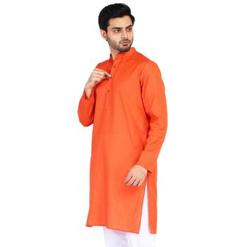 Red plain cotton men-kurtas 4