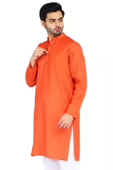 Red plain cotton men-kurtas