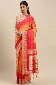 Mustard woven banarasi saree with blouse