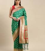Green woven banarasi saree with blouse
