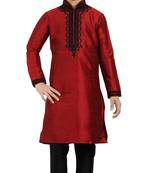 Art Silk Red Kid Boy Kurta Pajama 