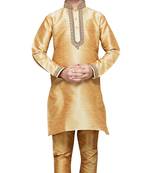 Gold art silk dori work ethnic wear for kids 