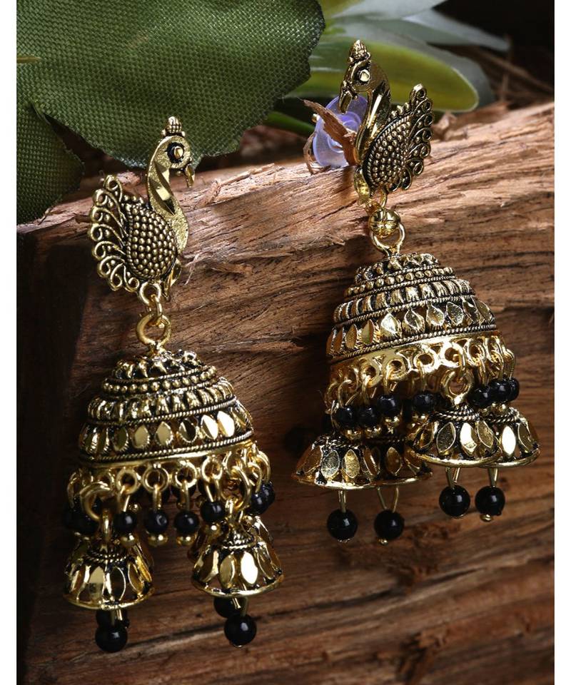 Brass antique gold Multicolor pearl combo earrings