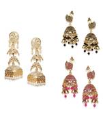 Brass antique gold Multicolor pearl combo earrings