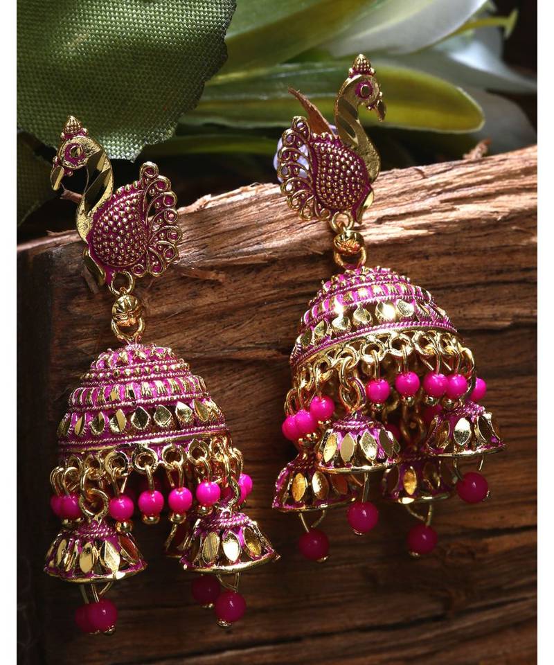 Brass antique gold Multicolor pearl combo earrings